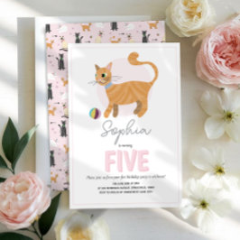 Meisjes Schattige Roze Kat Kids Verjaardag Kaart