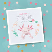Meisjes Schattige Roze Kawaii Axolotl 8e verjaarda Servet