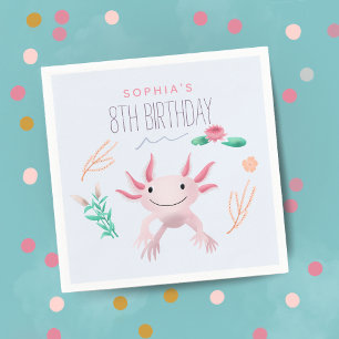 Meisjes Schattige Roze Kawaii Axolotl 8e verjaarda Servet