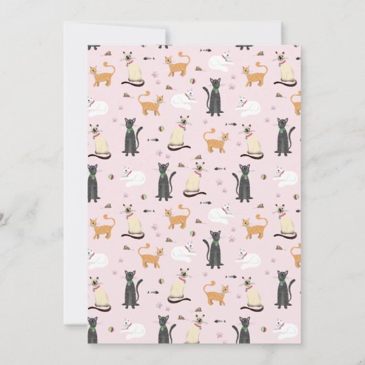 Meisjes Schattige Roze Kitty Cat Kids Verjaardag Kaart (Achterkant)