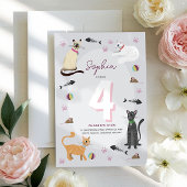 Meisjes Schattige Roze Kitty Cat Kids Verjaardag Kaart