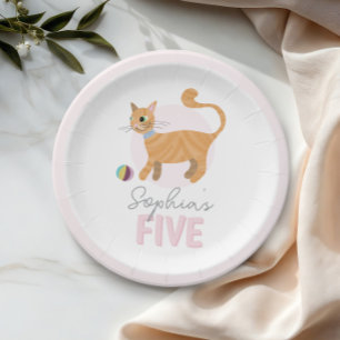 Meisjes Schattige Roze Kitty Cat Kids Verjaardag Papieren Bordje