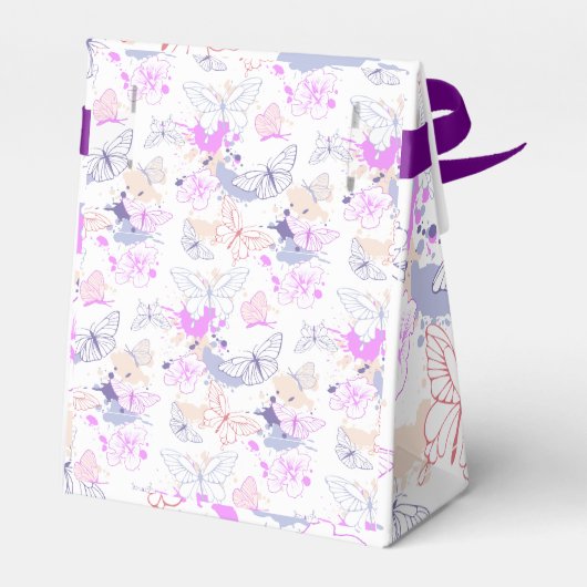 Meisjes Schattige Roze Paarse Vlinder Kids Verjaar Bedankdoosjes (Achterkant)