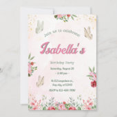 Meisjes Schattige Roze Paarse Vlinder Kids Verjaar Kaart (Voorkant)