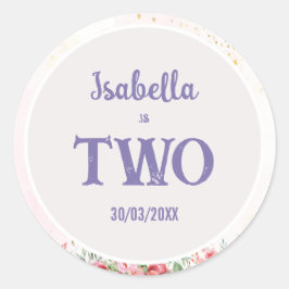 Meisjes Schattige Roze Paarse Vlinder Kids Verjaar Ronde Sticker