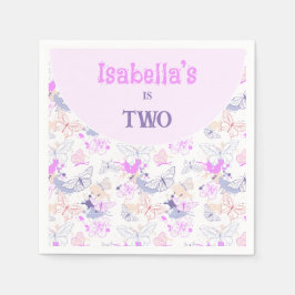 Meisjes Schattige Roze Paarse Vlinder Kids Verjaar Servet