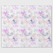 Meisjes Schattige Roze Paarse Vlinder Kinder Cadeaupapier (Vlak)