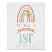 Meisjes Schattige Roze Regenboog Eerste Verjaardag Perfect Poster (Voorkant)