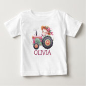Meisjes Schattige Roze Tractor Gepersonaliseerd (Voorkant)