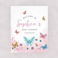 Meisjes Schattige Roze Vlinder Baby shower Welkoms