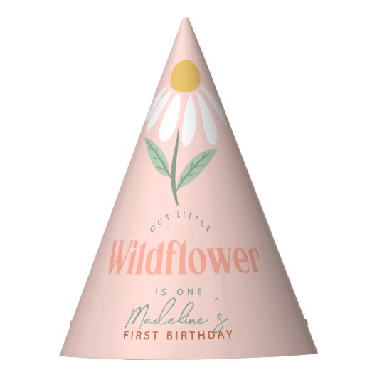 Meisjes Schattige Roze Wildflower Daisy Kids Verja Feesthoedjes (Voorkant)