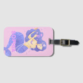 Meisjes Schattige Roze Zeemeermin Naam Gepersonali Bagagelabel (Voorkant (horizontaal))