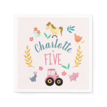 Meisjes Schattige Rustiek Roze Boerderijdieren Kid