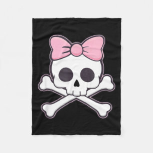 Meisjes Schattige Schedel Met Roze Strik Kawaii Go Fleece Deken