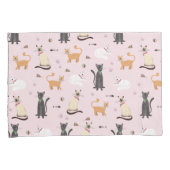 Meisjes Schattige Siamese Kat Paw Prints Naam Kind Kussensloop (Voorkant-Rechts)