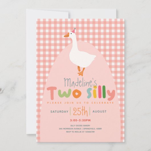 Meisjes Schattige "Twee Gekke" 2e Verjaardag Gans Kaart (Voorkant)