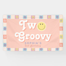 Meisjes Schattige Twee Groovy Boho 2e verjaardag Spandoek
