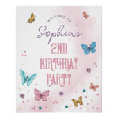Meisjes Schattige Vlinder Verjaardagsfeestje Welko Perfect Poster (Voorkant)