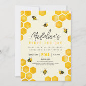 Meisjes Schattige Zomer Eerste Bijen Dag 1e Verjaa Kaart (Voorkant)