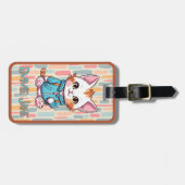 Meisjes Schattigee Cartoon Kitty Cat Naam Bagagela Bagagelabel (Voorkant horizontaal)