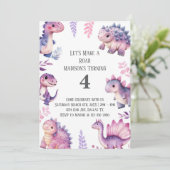 Meisjes Schattigee dinosaurus thema verjaardagsfee Kaart (Staand voorkant)