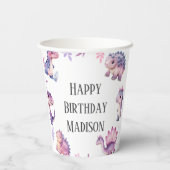 Meisjes Schattigee dinosaurus thema verjaardagsfee Papieren Bekers (Achterkant)