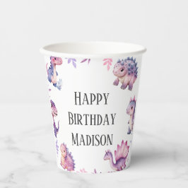 Meisjes Schattigee dinosaurus thema verjaardagsfee Papieren Bekers