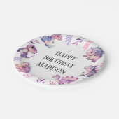 Meisjes Schattigee dinosaurus thema verjaardagsfee Papieren Bordje (Gekanteld)