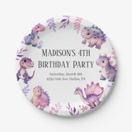 Meisjes Schattigee dinosaurus thema verjaardagsfee Papieren Bordje