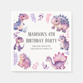 Meisjes Schattigee dinosaurus thema verjaardagsfee Servet