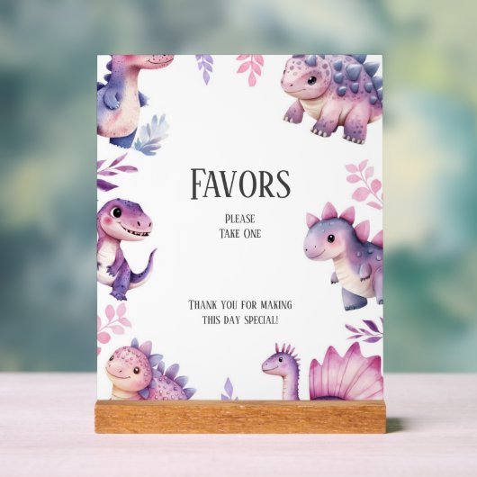 Meisjes Schattigee Dinosaurus Thema Verjaardagsgun Acryl Bord (Neutraal)