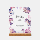 Meisjes Schattigee Dinosaurus Thema Verjaardagsgun Acryl Bord (Voorkant)