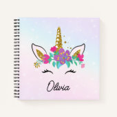 Meisjes Schattigee Eenhoorn en Regenboog Custom Sk Notitieboek (Voorkant)