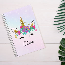 Meisjes Schattigee Eenhoorn en Waterverf Regenboog Notitieboek