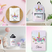 Meisjes Schattigee Eenhoorn en Waterverf Regenboog T-shirt