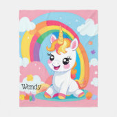 Meisje's Schattigee Eenhoorn Rainbow Aangepaste Na Fleece Deken (Voorkant)