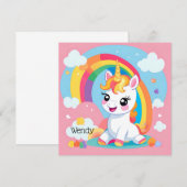 Meisje's Schattigee Eenhoorn Rainbow Aangepaste Na Kaart (Voorkant / Achterkant)