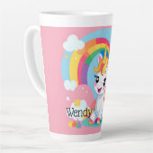 Meisje's Schattigee Eenhoorn Rainbow Aangepaste Na Latte Mok (Linkerhoek)