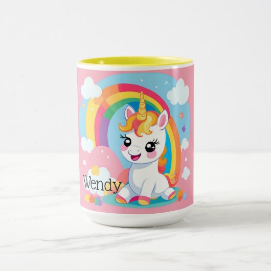 Meisje's Schattigee Eenhoorn Rainbow Aangepaste Na Mok (Midden)