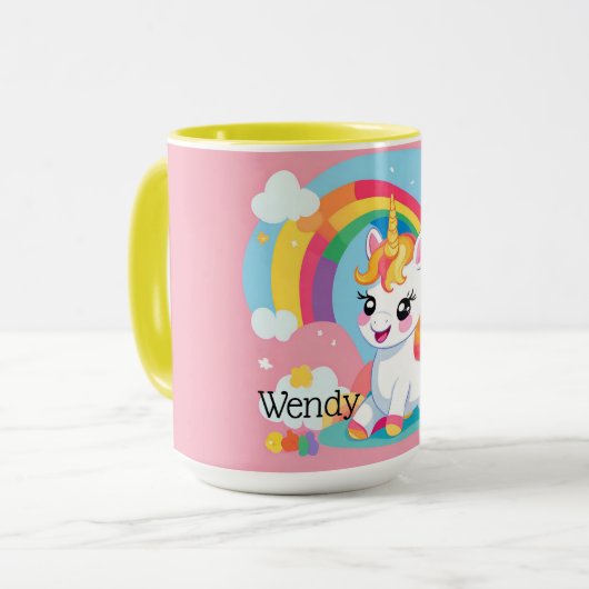 Meisje's Schattigee Eenhoorn Rainbow Aangepaste Na Mok (Voorkant links)