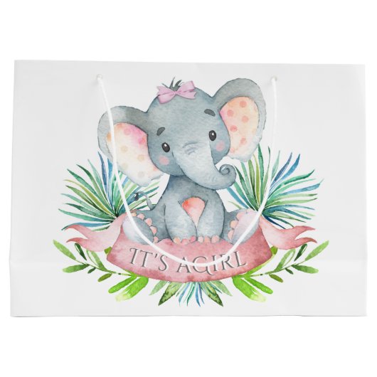 Meisjes Schattigee olifant Baby shower Groot Cadeauzakje (Achterkant)