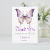 Meisjes Schattigee Paarse Vlinder 1e Verjaardagsfe Bedankkaart (Staand voorkant)