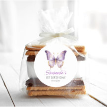 Meisjes Schattigee Paarse Vlinder 1e Verjaardagsfe
