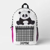 Meisjes Schattigee Panda School Roze Custom Naam G Bedrukte Rugzak (Voorkant)