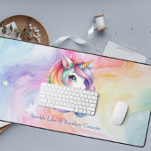 Meisjes Schattigee Rainbow Unicorn gepersonaliseer Bureaumat