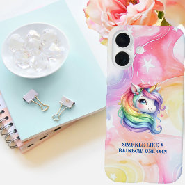 Meisjes Schattigee Rainbow Unicorn gepersonaliseer iPhone 16 Hoesje