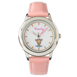 Meisjes Schattigee Roze Kinder Giraffe Horloge