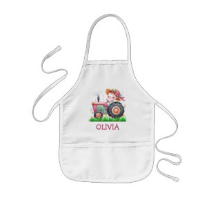 Meisjes Schattigee Roze Tractor Kinder Schort