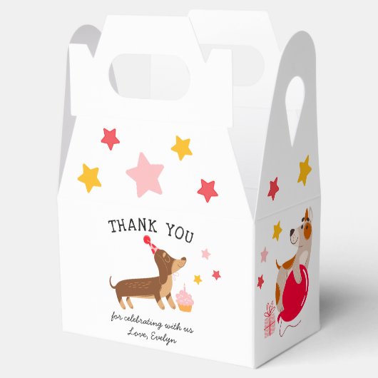 Meisjes Schattigee Roze Verjaardag Pawty Dogs Bedankdoosjes (Geopend)