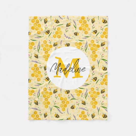 Meisjes Schattigee Sweet Summer Floral Bee Kinder Fleece Deken (Voorkant)